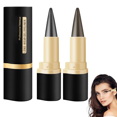 2 Stück Eyeliner Wischfestes Lidschatten Stift Wasserfester Schwarz Eyeliner Stift Gel für ein Alltägliches Lang Anhaltendes Augen Make up Mattes Finish Make up (Dunkelgrau+Braun) von ACAREY