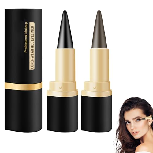 2 Stück Eyeliner Wischfestes Lidschatten Stift Wasserfester Schwarz Eyeliner Stift Gel für ein Alltägliches Lang Anhaltendes Augen Make up Mattes Finish Make up (Schwarz+Braun) von ACAREY