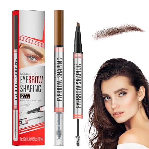 Augenbrauenstift Wasserfest, Magischer Eyebrow Pencil mit Augenbrauengel, mit 4 Gabelspitze, Transparent Eyebrow Gel Starker Halt, Erzeugt volle und Definierte Augenbrauen (01# Hellbraun) von ACAREY