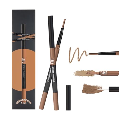 Augenbrauenstift Wasserfestes, Augenbrauen Stift Set, 3 in 1 Eyebrow Pencil Augenbrauenpuder und Augenbrauengel Langanhaltend, für Ihre 3D Natürlich Alltägliches Augenbraue Make up (Braun) von ACAREY