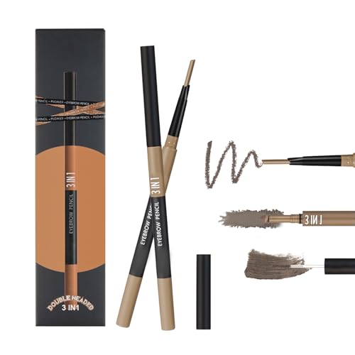 Augenbrauenstift Wasserfestes, Augenbrauen Stift Set, 3 in 1 Eyebrow Pencil Augenbrauenpuder und Augenbrauengel Langanhaltend, für Ihre 3D Natürlich Alltägliches Augenbraue Make up (Grau Schwarz) von ACAREY