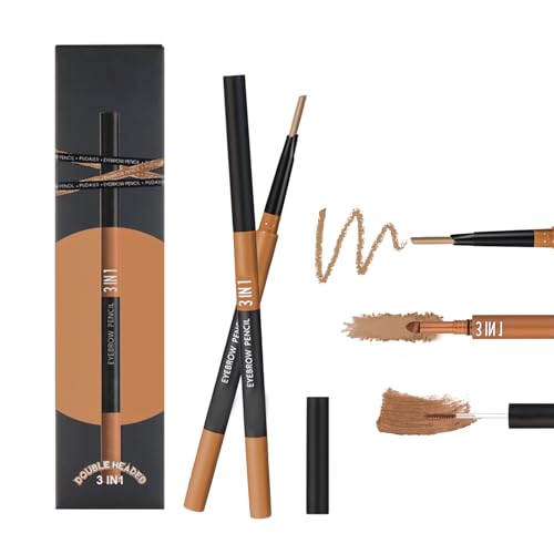 Augenbrauenstift Wasserfestes, Augenbrauen Stift Set, 3 in 1 Eyebrow Pencil Augenbrauenpuder und Augenbrauengel Langanhaltend, für Ihre 3D Natürlich Alltägliches Augenbraue Make up (Hellbraun) von ACAREY