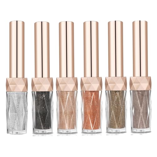 Glitzer Liquid Lidschatten, Diamond Glitter Liquid Eyeshadow, Wasserdicht Liquid Highlighter mit Funkeln Glitzer Finish Glattes Schimmer Augen Make up (1 Set) von ACAREY