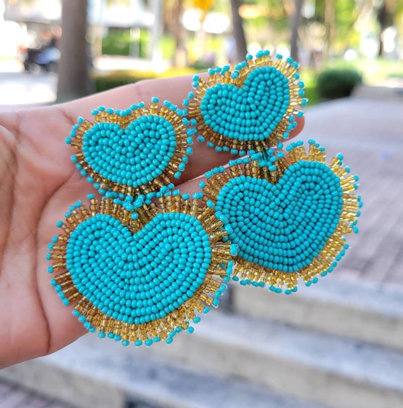 Handgefertigte Ohrringe Herzohrringe Trendohrringe Modeohrringe Handgefertigter Schmuck Einzigartiges Design von ACAccessoriesMiami