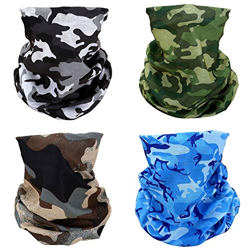 ACBungji 4er Multifunktionstuch Gesichtsmaske Set Motorradmaske Camouflage Muster Sturmmaske Maskewboard Paintball Fahrrad Bergsteigen Trekking Skateboarden Angeln von ACBungji