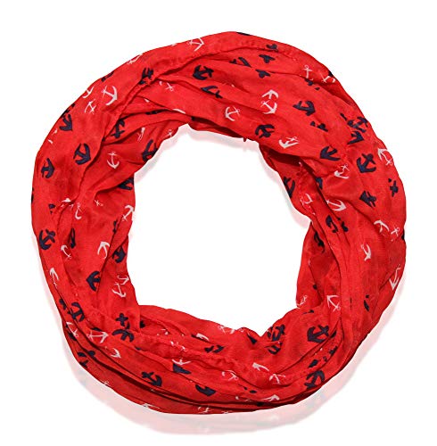 Anker Marine Damen Loop Schal aus hochwertiger Seide & Baumwolle (luxury red) von ACC