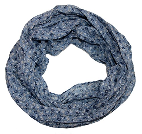 ACC Blumen Damen Loop Schal aus Seide & Baumwolle/Seidenschal (Blümchen blau) von ACC