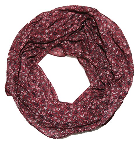 ACC Blumen Damen Loop Schal aus Seide & Baumwolle/Seidenschal (Blümchen bordeaux) von ACC