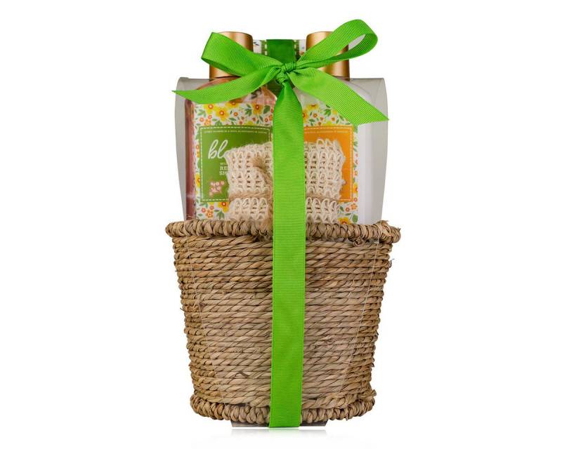 ACCENTRA Hautreinigungs-Set Badeset, 4-tlg., Geschenkset BLOSSOM in Seegraskörbchen 450 ml von ACCENTRA