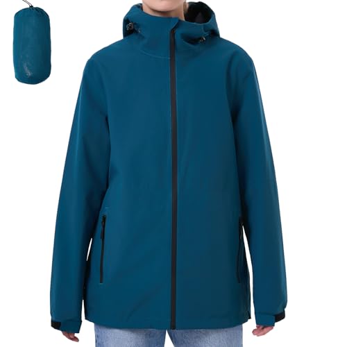 ACCNUO Regenjacke Damen Wasserdicht Atmungsaktiv Regenanzug Freizeitjacke Kapuze Regenjacke Geeignet für Wandern Bergsteigen Angeln und Jagen von ACCNUO