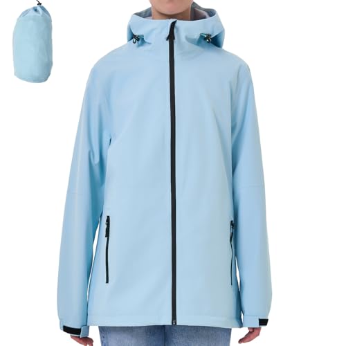 ACCNUO Regenjacke Damen Wasserdicht Atmungsaktiv Regenanzug Freizeitjacke Kapuze Regenjacke Geeignet für Wandern Bergsteigen Angeln und Jagen von ACCNUO