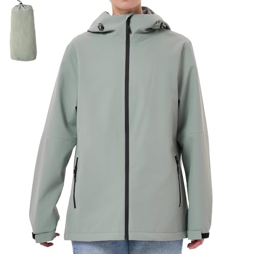 ACCNUO Regenjacke Damen Wasserdicht Atmungsaktiv Regenanzug Freizeitjacke Kapuze Regenjacke Geeignet für Wandern Bergsteigen Angeln und Jagen von ACCNUO
