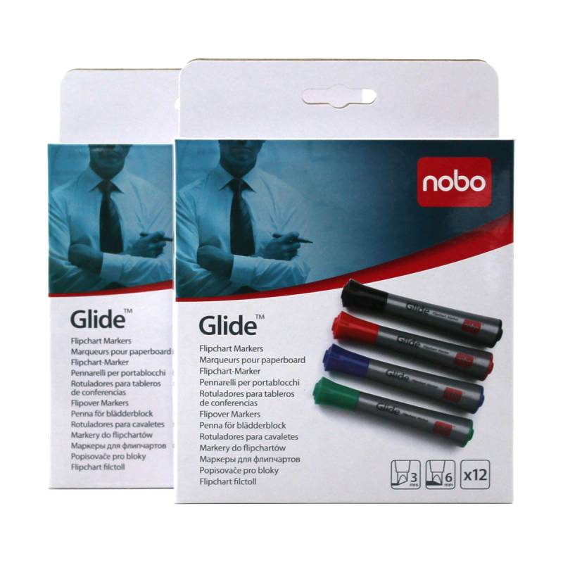 24 x ACCO 1902081 nobo Glide Flipchart Marker Multicolor von ACCO