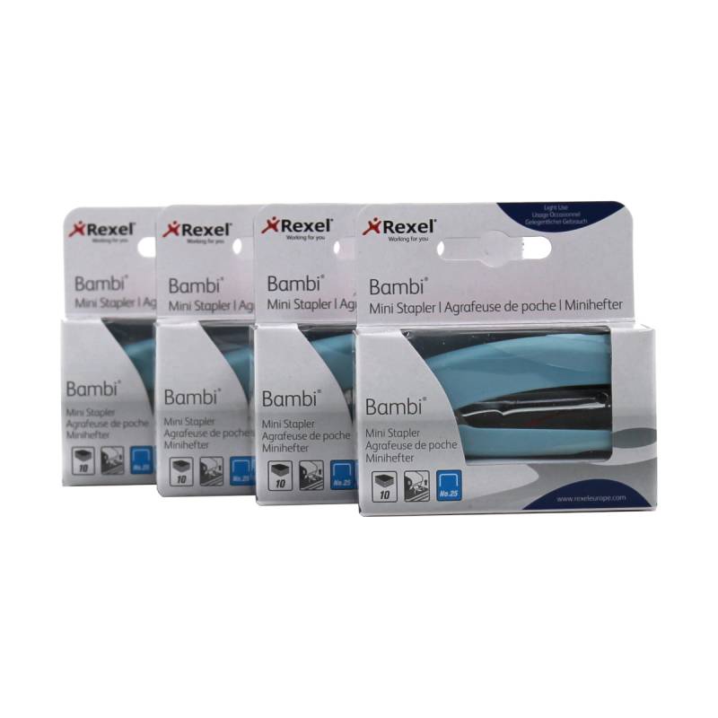 4 x ACCO 2104380-Pale Blue Rexel Bambi Mini Hefter Tacker blau von ACCO