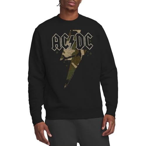 ACDC Unisex Camo Bolt Crew Sweatshirt, Schwarz, M von AC/DC