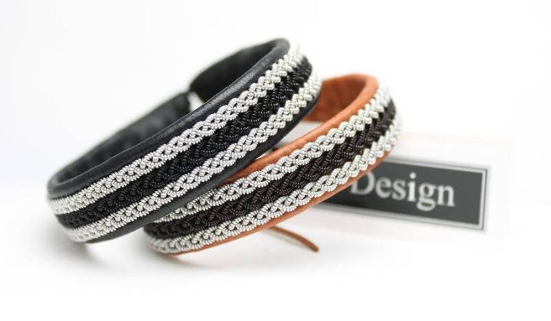 Handgefertigtes Saami Rentier Lederarmband Raner Zinn & Kupfer Armspange von ACDesignJewellery