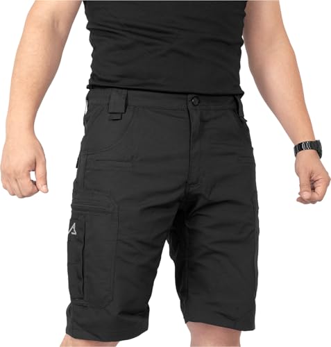 ACE Schakal Cargo-Hose kurz - Einsatz-Shorts mit Stretch-Bund für Männer - Taktische Outdoor-Hosen für Herren - Schwarz - 48 von ACE