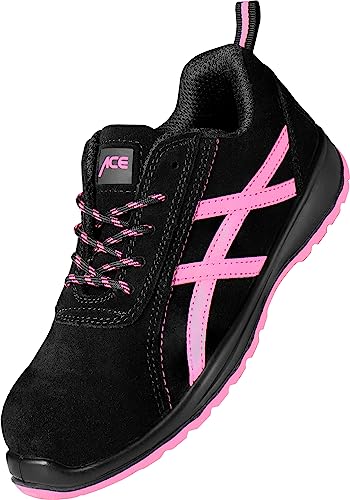 ACE Aurora Frauen-Arbeitsschuhe - sportliche Sicherheitsschuhe für die Arbeit - S1 SRA - Schwarz/Pink - 36 von ACE