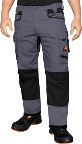 ACE Constructor Herren-Arbeitshose lang - Männer-Arbeitshosen mit Stretch-Bund, Cargo- & Kniepolster-Taschen - Grau - 46 von ACE
