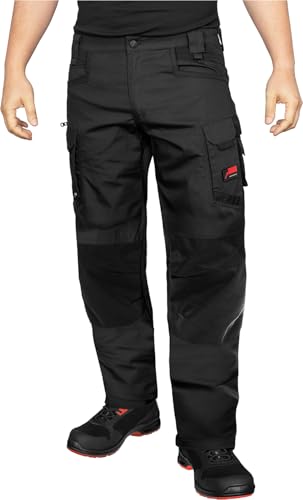 ACE Constructor Herren-Arbeitshose lang - Männer-Arbeitshosen mit Stretch-Bund, Cargo- & Kniepolster-Taschen - Schwarz - 56 von ACE