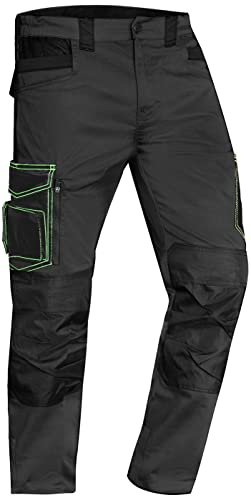 ACE Genesis Herren-Arbeits-Hose lang - Männer-Cargo-Hosen für die Arbeit - Stretch-Bund & Knie-Taschen - Grau - 56 von ACE