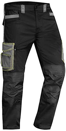 ACE Genesis Herren-Arbeits-Hose lang - Männer-Cargo-Hosen für die Arbeit - Stretch-Bund & Knie-Taschen - Schwarz - 46 von ACE