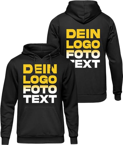 ACE Hoodie zum selbst Bedrucken - selber gestalten mit Text, Bild, Logo - Kapuzen-Pullover aus Baumwolle - Schwarz - XXL von ACE