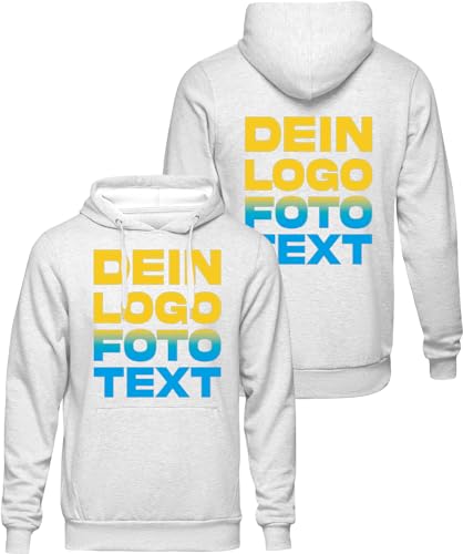 ACE Hoodie zum selbst Bedrucken - selber gestalten mit Text, Bild, Logo - Kapuzen-Pullover aus Baumwolle - Weiß - XL von ACE