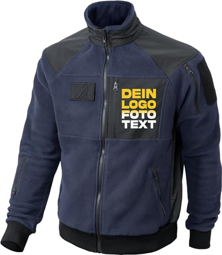 ACE Schakal Fleece-Jacke Slim Fit - zum selbst Bedrucken - Fleecejacke zum selber gestalten mit Text, Bild, Logo - Navy - L von ACE