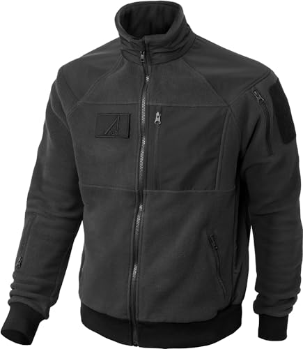 ACE Schakal Fleece-Jacke Slim Fit - taktisch & wärmend - perfekt für Airsoft, Paintball, Trekking & Outdoor - Schwarz - XXL von ACE