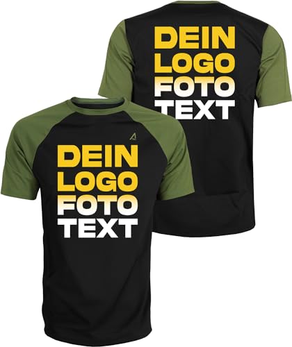 ACE Schakal Tshirt zum selbst Bedrucken - selber gestalten mit Text, Bild, Logo - taktisches T-Shirt für Herren - Oliv - XXL von ACE