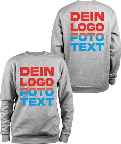 ACE Sweatshirt zum selbst Bedrucken - selber gestalten mit Text, Bild, Logo - Sweat-Pullover aus Baumwolle - Hellgrau - 3XL von ACE