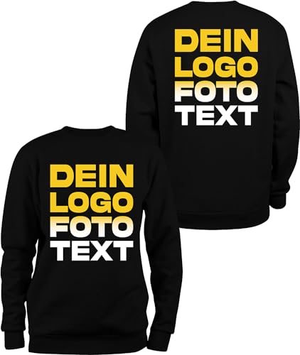 ACE Sweatshirt zum selbst Bedrucken - selber gestalten mit Text, Bild, Logo - Sweat-Pullover aus Baumwolle - Schwarz - 3XL von ACE