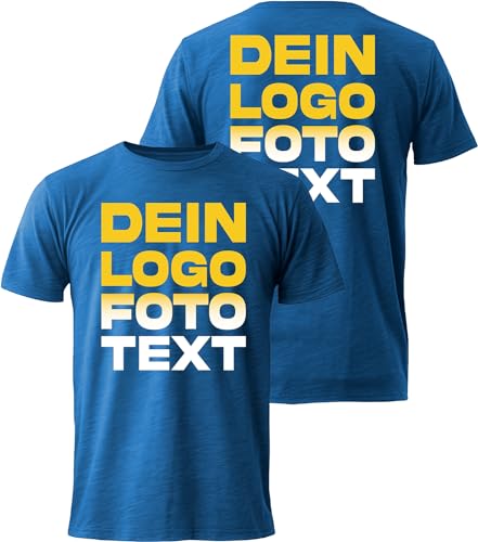 ACE T-Shirt zum selbst Bedrucken - selber gestalten mit Text, Bild, Logo - Kurzarm-Tshirt aus Baumwolle - Blau - 3XL von ACE