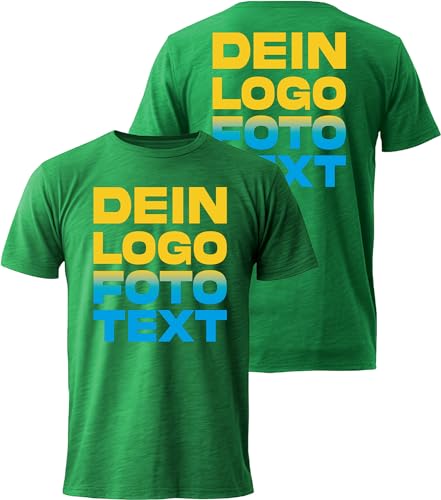 ACE T-Shirt zum selbst Bedrucken - selber gestalten mit Text, Bild, Logo - Kurzarm-Tshirt aus Baumwolle - Grün - L von ACE