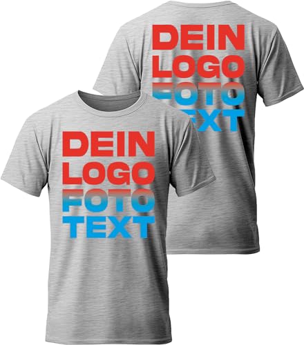 ACE T-Shirt zum selbst Bedrucken - selber gestalten mit Text, Bild, Logo - Kurzarm-Tshirt aus Baumwolle - Hellgrau - L von ACE