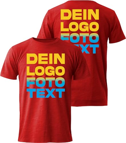 ACE T-Shirt zum selbst Bedrucken - selber gestalten mit Text, Bild, Logo - Kurzarm-Tshirt aus Baumwolle - Rot - 3XL von ACE