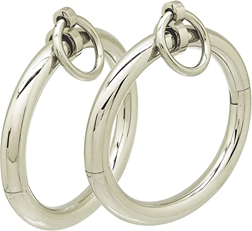 Edelstahl Handgelenk Manschetten Armband abschließbarer Armreif mit abnehmbarem O-Ring Restraints Armbänder (90MM X 80MM, Polished Silver) von ACECHANNEL