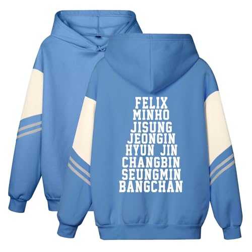 ACEFAST INC Kpop Stray Kids Hoodie Felix Bangchan Hyunjin Jisung Changbin Minho Seungmin Sweatshirt Merch für Damen, Blau, L von ACEFAST INC