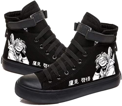 Anime MHA Schuhe Unisex Canvas Sneakers High Top Schnürschuhe Bakugou Katsuki Todoroki Shoto Hawks Dabi Schuhe, Schwarz 4, 6.5 Women/5 Men von ACEFAST INC