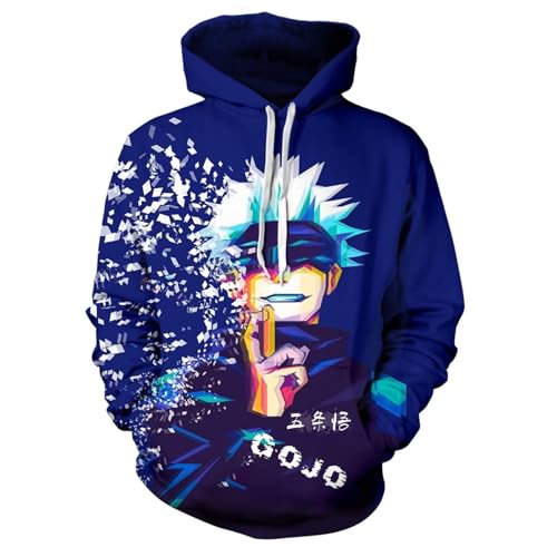 Gojo Satoru Hoodie Kostüm Cosplay Sweatshirt Pullover 3D Neuheit Kapuzenpullover für Herren Damen, Style 03, L von ACEFAST INC