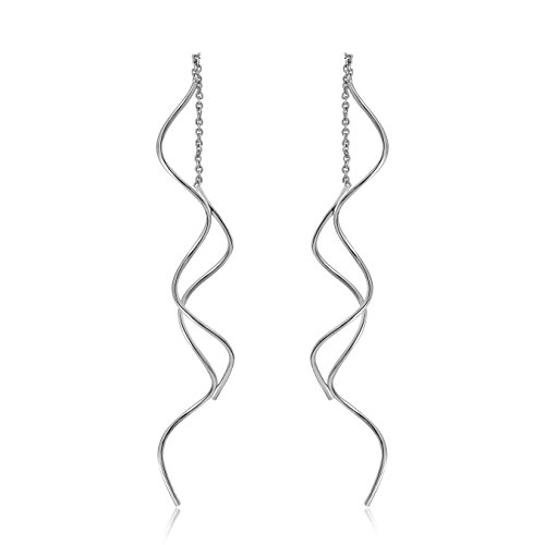 925 Sterling Silber Stäbchen Durchzieher Ohrringe Lange Quaste Einfädler Ohrringe für Frauen Mädchen von ACEFEEL