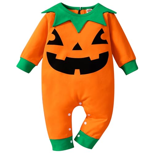 ACEHCEAR Baby Kürbis Kostüm Baby Halloween Kostüme Kinder Strampler Orange Onesie Unisex 12-18 Monate von ACEHCEAR
