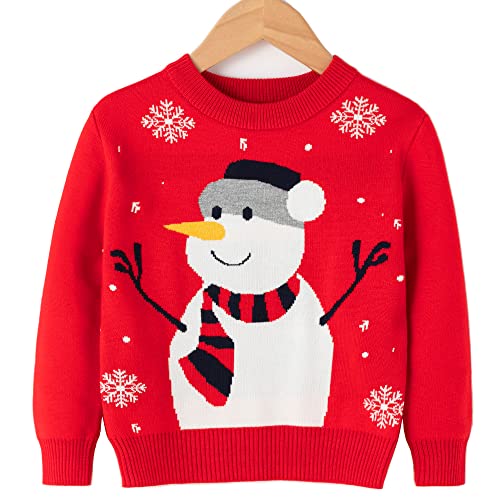 ACEHCEAR Kleinkind Baby Mädchen Jungen Weihnachtspullover Pullover Schneemann Weihnachten Strick Sweatshirt Winter Warmer Mantel Kleidung 18-24 Monate Rot von ACEHCEAR