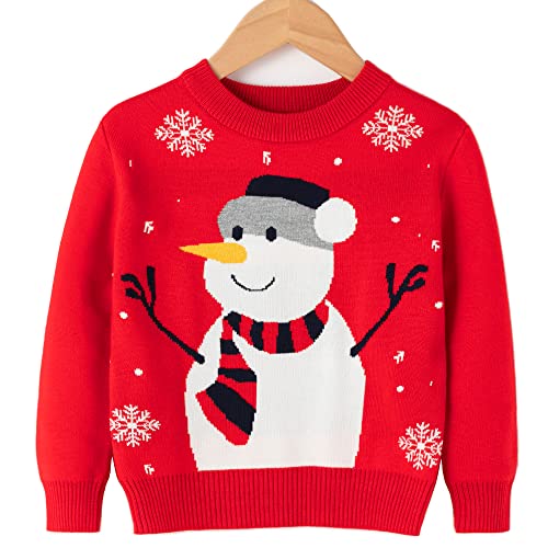 ACEHCEAR Kleinkind Baby Mädchen Jungen Weihnachtspullover Pullover Schneemann Weihnachten Strick Sweatshirt Winter Warmer Mantel Kleidung 3-4Jahre Rot von ACEHCEAR