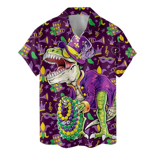 ACEPrints Hawaii-Hemden für Herren, lässige Button-Down-Shirts, Herren-Hawaii-Hemden, kurzärmelig, Button-Down-Hemd für Herren, Dinosaurier Madi Gras, L ACEPrints Hawaii-Hemden für Herren, lässige Button-Down-Shirts, Herren-Hawaii-Hemden, kurzärmelig, Button-Down-Hemd für Herren, Dinosaurier Madi Gras, L von ACEPrints