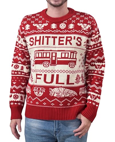 Christmas Vacation Why is The Carpet All Wet Todd Red Ugly Christmas Sweater, Shitter's Full - Rot, X-Large von ACEPrints