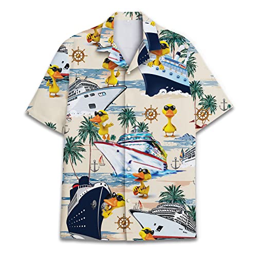 Lustiges Pferd Hawaii-Shirts für Männer Frauen, Liebe Pferderennen Hawaii Sommer Kurzarm Lässig Entspannte Passform Button-Down, Duck1, 4X-Groß von ACEPrints