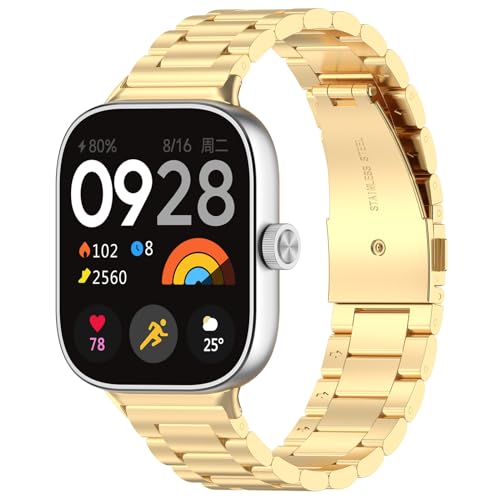 ACETCHS Armband Kompatibel mit Xiaomi mi band 9 pro Redmi watch 4 Redmi Watch5 eSIM Armband, Edelstahlarmband Ersatzbänder Ersatz (Goldfarben) von ACETCHS
