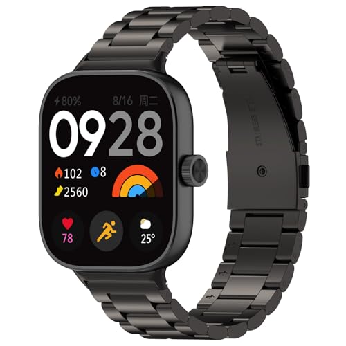 ACETCHS Armband Kompatibel mit Xiaomi mi band 9 pro Redmi watch 4 Redmi Watch5 eSIM Armband, Edelstahlarmband Ersatzbänder Ersatz (Schwarz) von ACETCHS